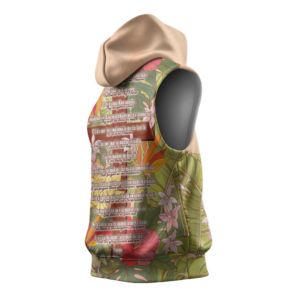 Mahalo Hawaii - ⁠Ka Pule a ka Haku Sleeveless Hoodie Tropical Flowers