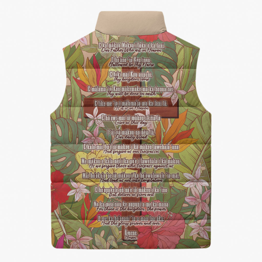 Mahalo Hawaii - ⁠Ka Pule a ka Haku Sleeveless Puffer Jacket Tropical Flowers