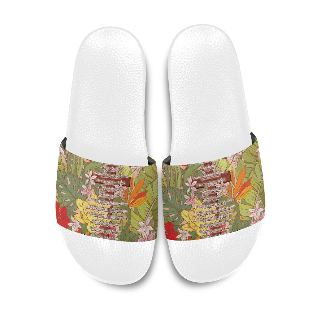 Mahalo Hawaii - ⁠Ka Pule a ka Haku Slide Sandals Tropical Flowers