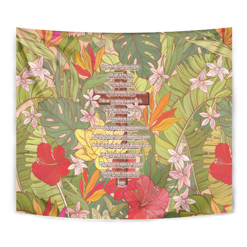 Mahalo Hawaii - ⁠Ka Pule a ka Haku Tapestry Tropical Flowers