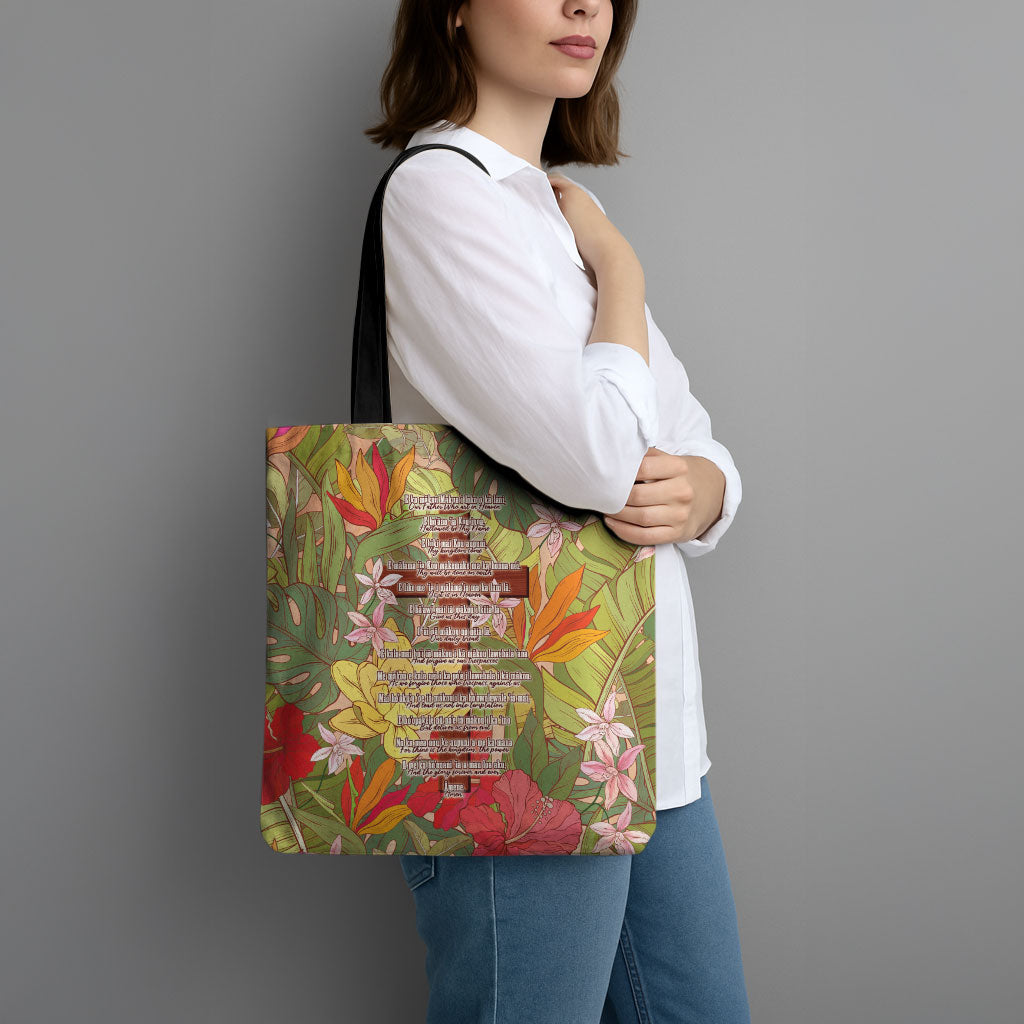 Mahalo Hawaii - ⁠Ka Pule a ka Haku Tote Bag Tropical Flowers