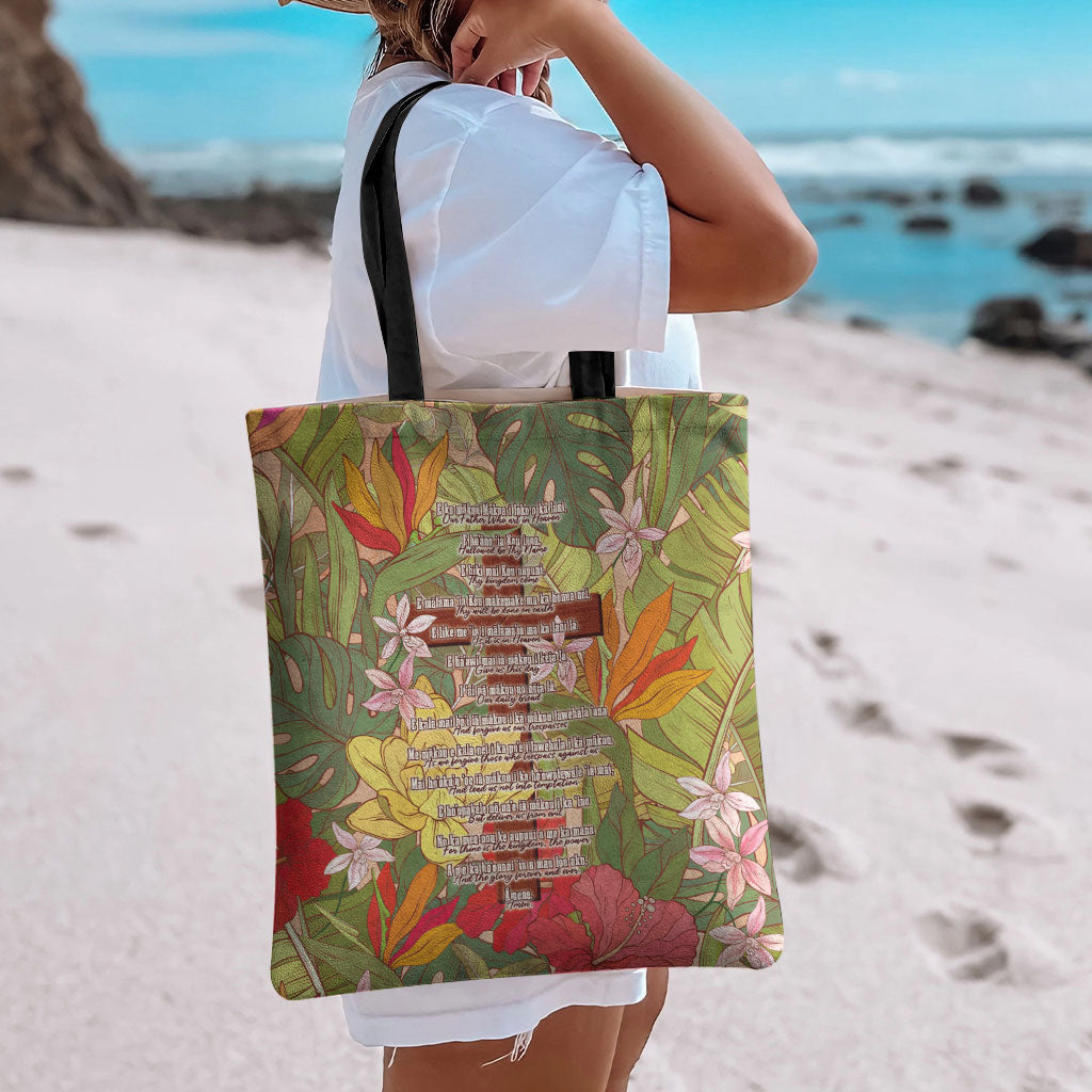 Mahalo Hawaii - ⁠Ka Pule a ka Haku Tote Bag Tropical Flowers