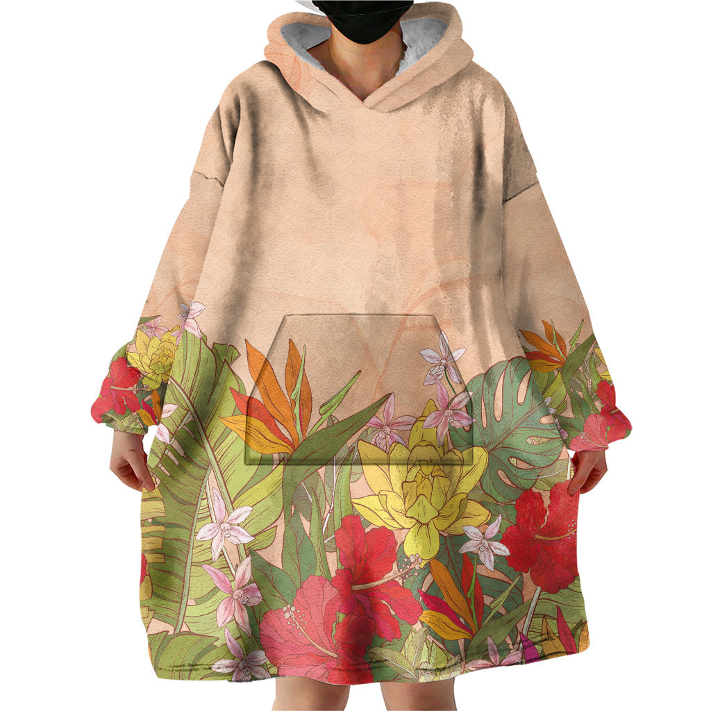 Mahalo Hawaii - ⁠Ka Pule a ka Haku Wearable Blanket Hoodie Tropical Flowers