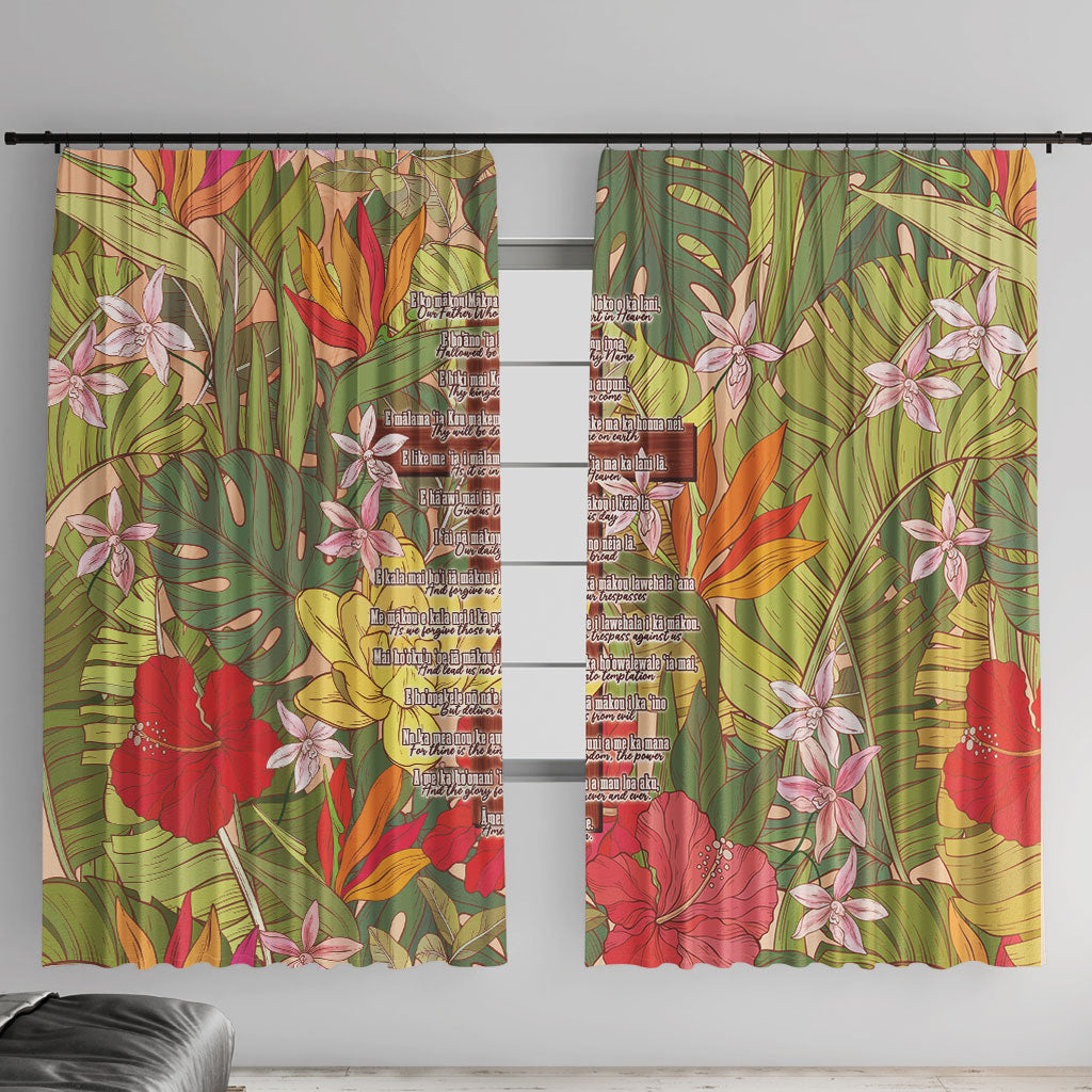 Mahalo Hawaii - ⁠Ka Pule a ka Haku Window Curtain Tropical Flowers