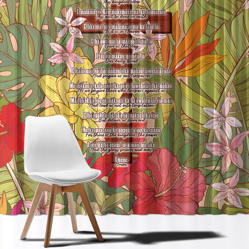 Mahalo Hawaii - ⁠Ka Pule a ka Haku Window Curtain Tropical Flowers