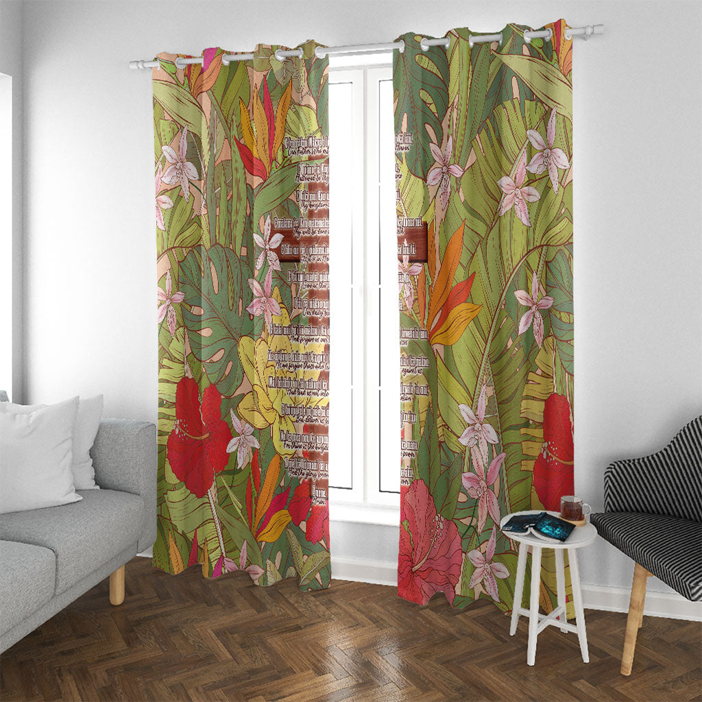 Mahalo Hawaii - ⁠Ka Pule a ka Haku Window Curtain Tropical Flowers