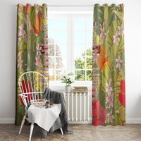 Mahalo Hawaii - ⁠Ka Pule a ka Haku Window Curtain Tropical Flowers