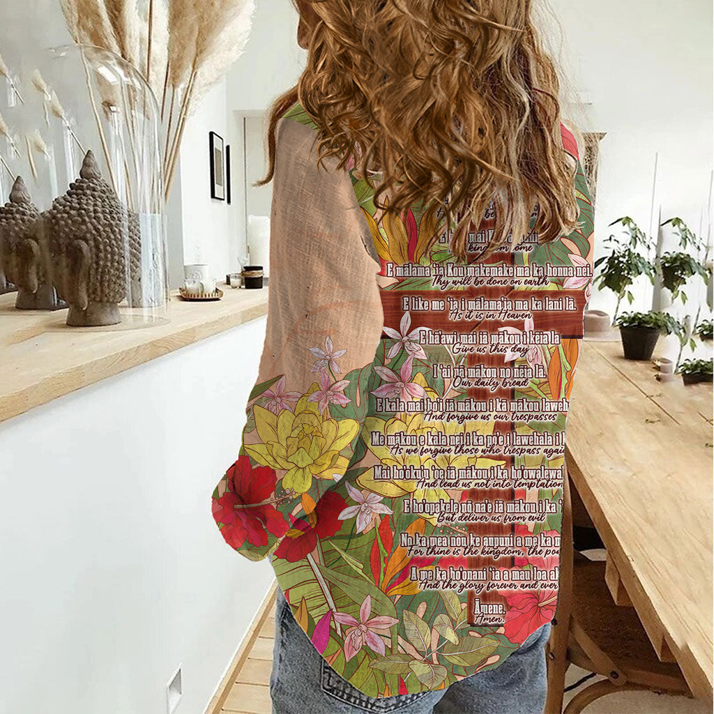 Mahalo Hawaii - ⁠Ka Pule a ka Haku Women Casual Shirt Tropical Flowers