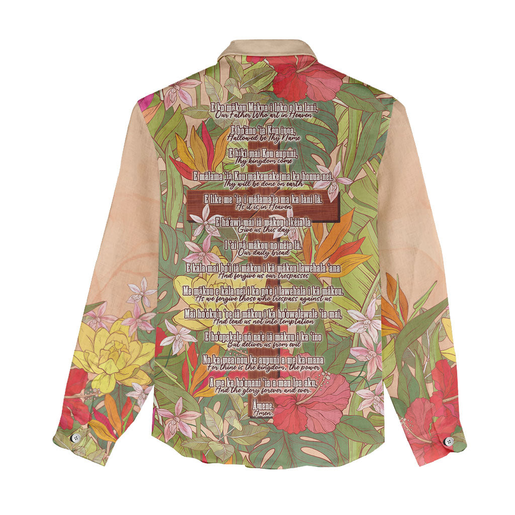 Mahalo Hawaii - ⁠Ka Pule a ka Haku Women Casual Shirt Tropical Flowers