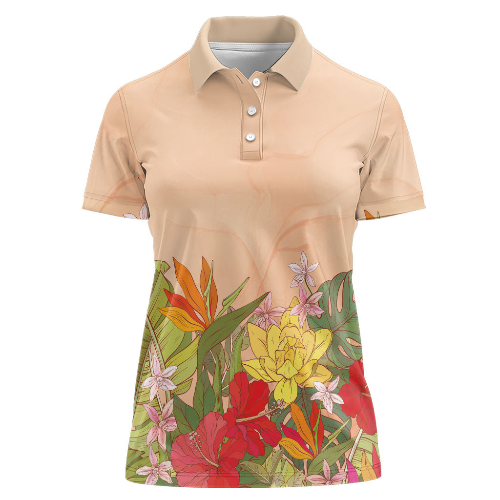 Mahalo Hawaii - ⁠Ka Pule a ka Haku Women Polo Shirt Tropical Flowers