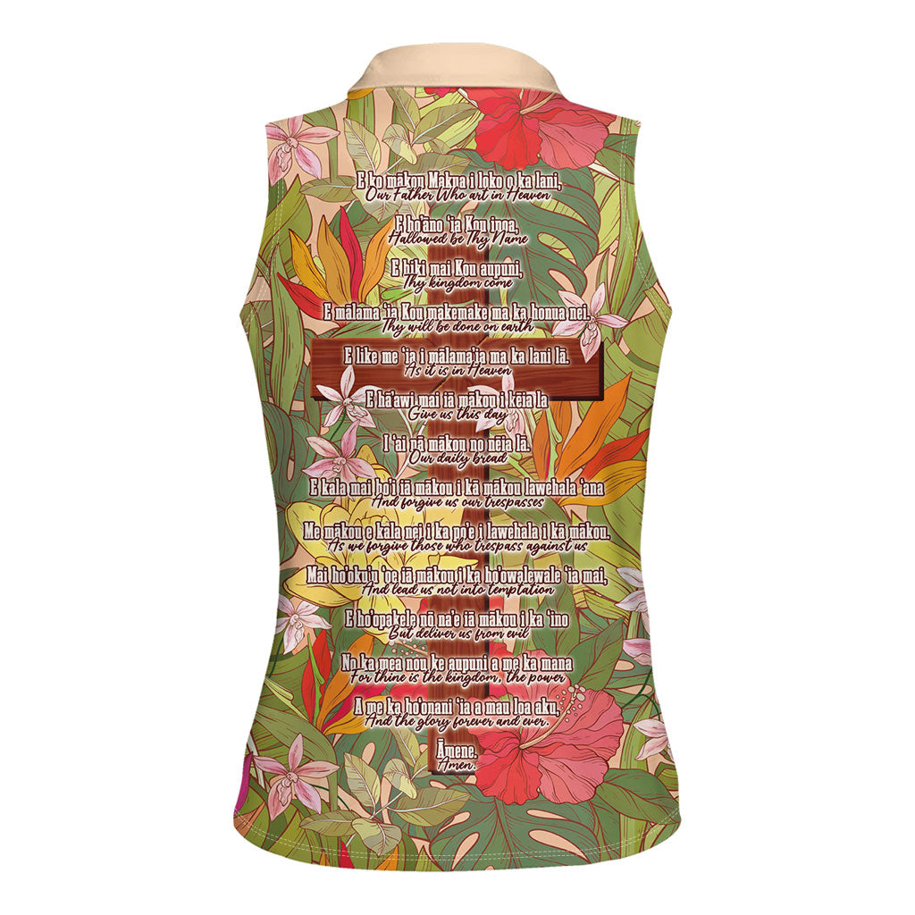 Mahalo Hawaii - ⁠Ka Pule a ka Haku Women Sleeveless Polo Shirt Tropical Flowers