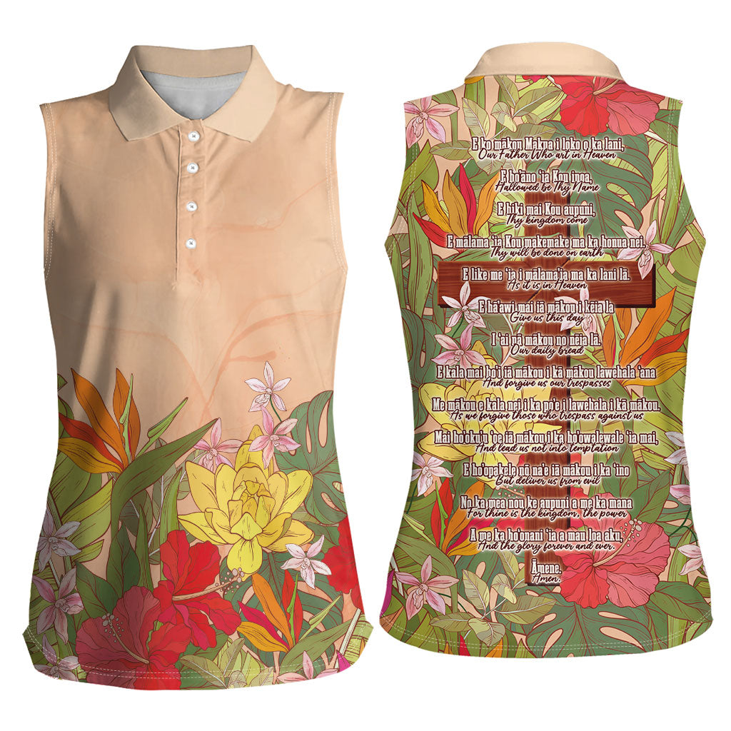 Mahalo Hawaii - ⁠Ka Pule a ka Haku Women Sleeveless Polo Shirt Tropical Flowers
