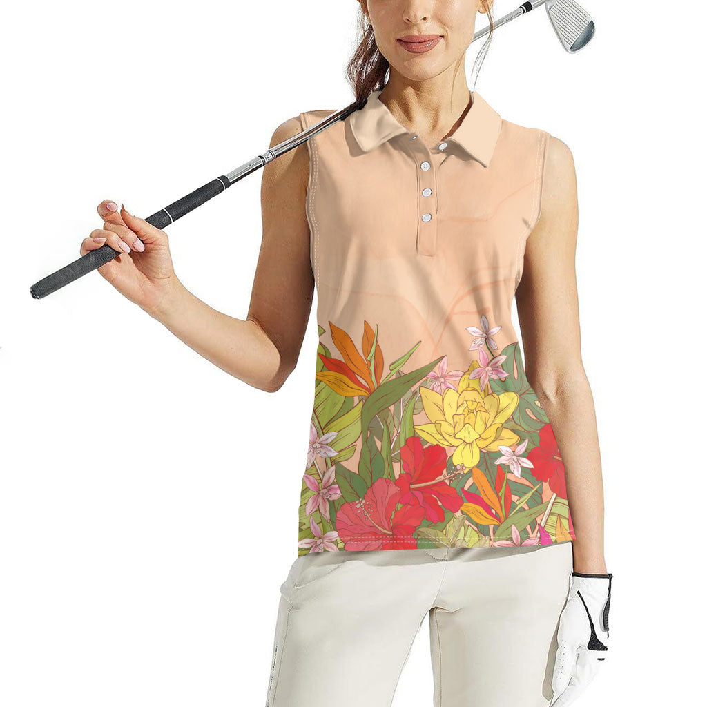 Mahalo Hawaii - ⁠Ka Pule a ka Haku Women Sleeveless Polo Shirt Tropical Flowers