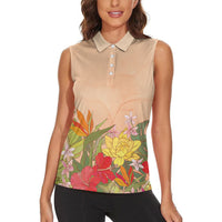 Mahalo Hawaii - ⁠Ka Pule a ka Haku Women Sleeveless Polo Shirt Tropical Flowers