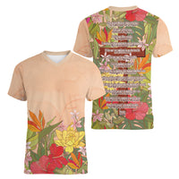 Mahalo Hawaii - ⁠Ka Pule a ka Haku Women V-Neck T-Shirt Tropical Flowers
