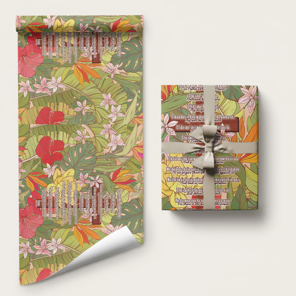 Mahalo Hawaii - The Lord's Prayers Wrapping Paper Tropical Flowers