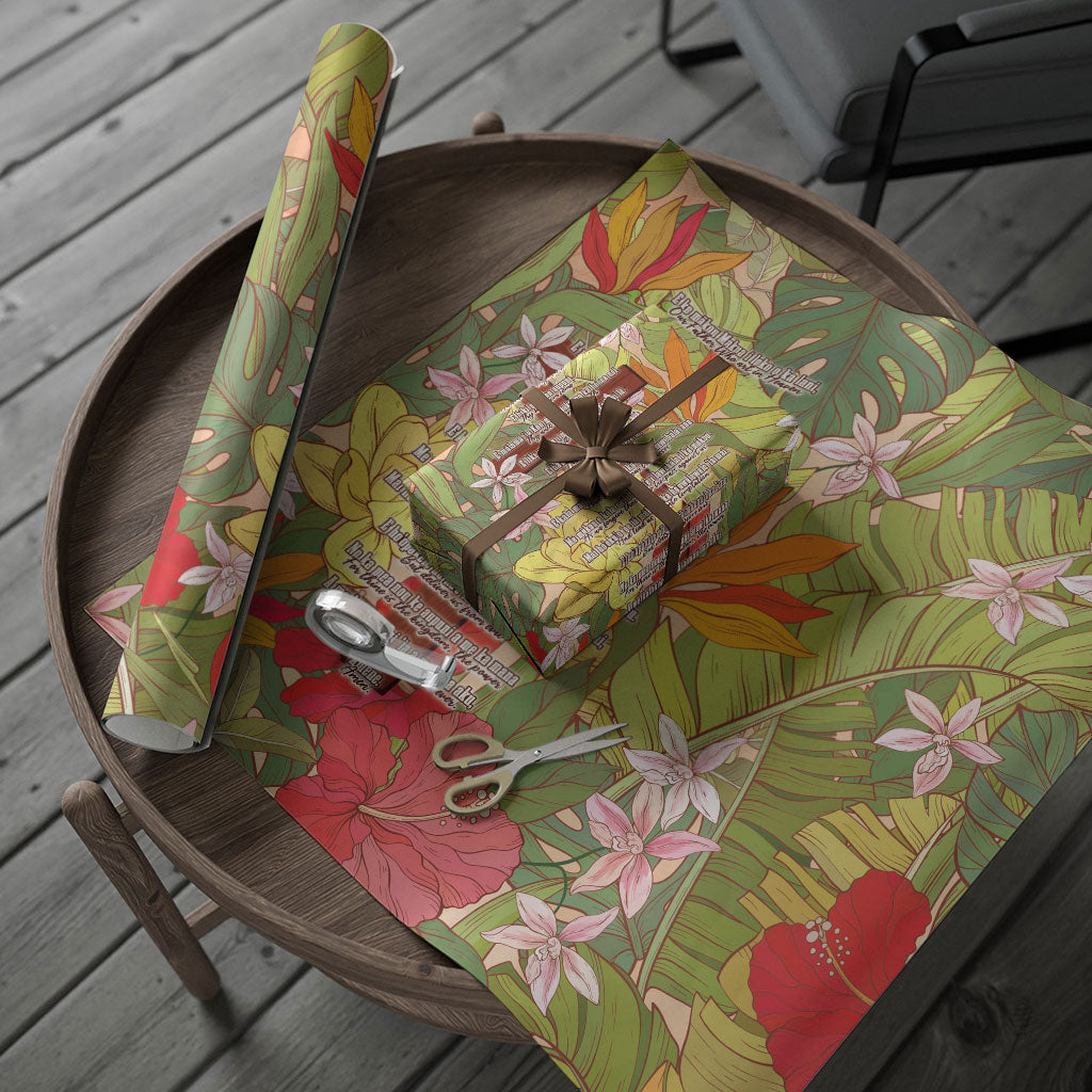 Mahalo Hawaii - The Lord's Prayers Wrapping Paper Tropical Flowers