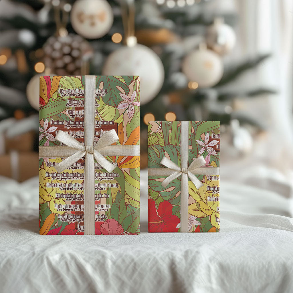 Mahalo Hawaii - The Lord's Prayers Wrapping Paper Tropical Flowers