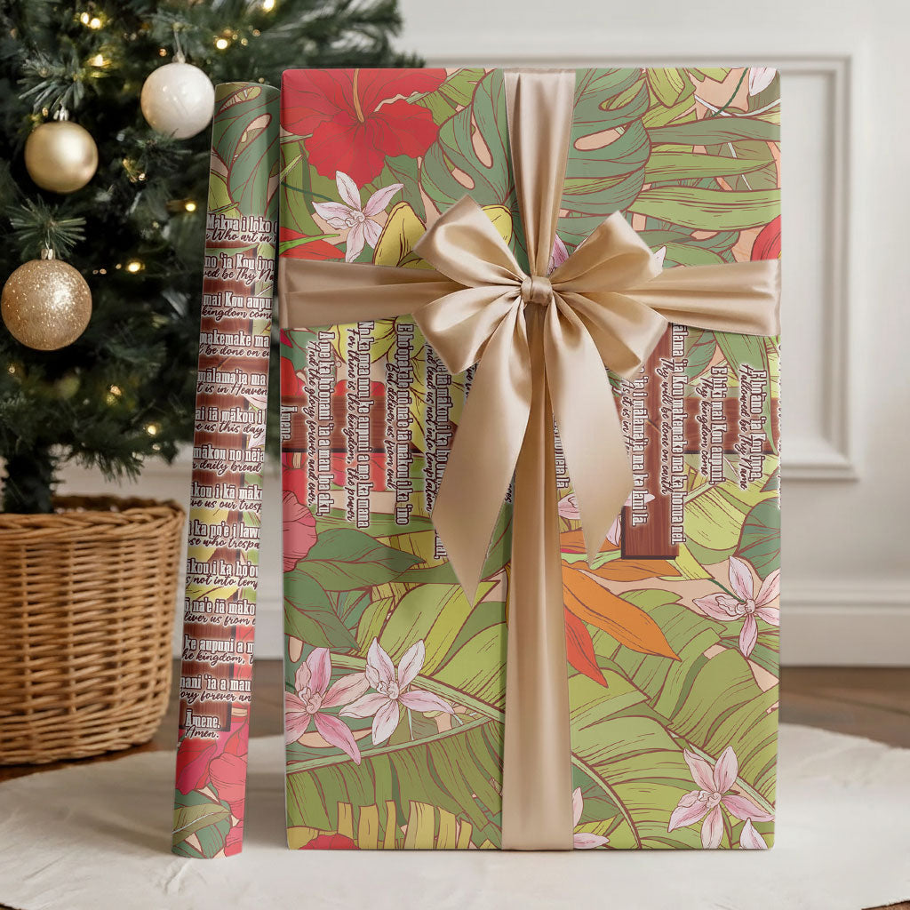Mahalo Hawaii - The Lord's Prayers Wrapping Paper Tropical Flowers