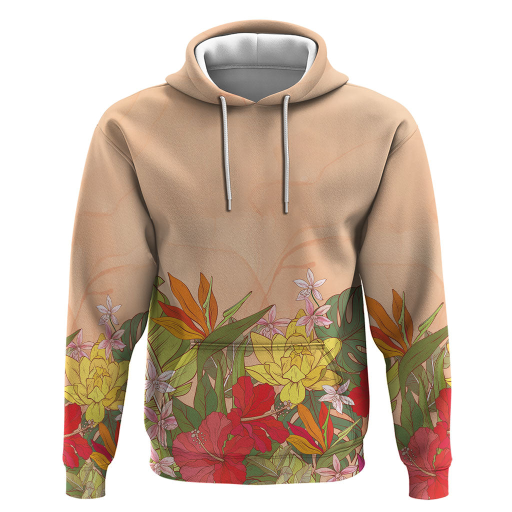 Mahalo Hawaii - ⁠Ka Pule a ka Haku Zip Hoodie Tropical Flowers