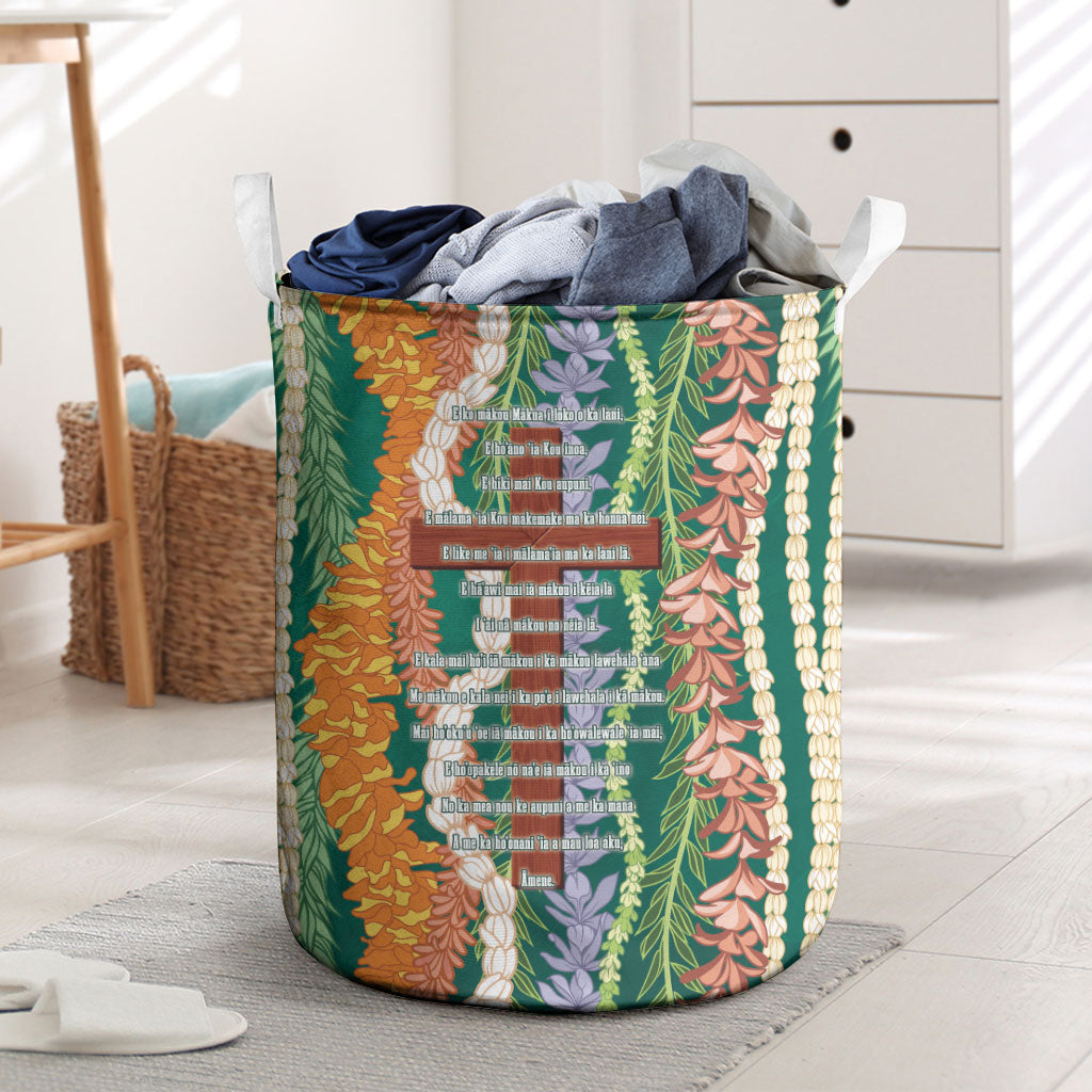Mahalo Hawaii - Ka Pule a ka Haku Laundry Basket Mixed Lei LT7 Sage Green - Polynesian Pride