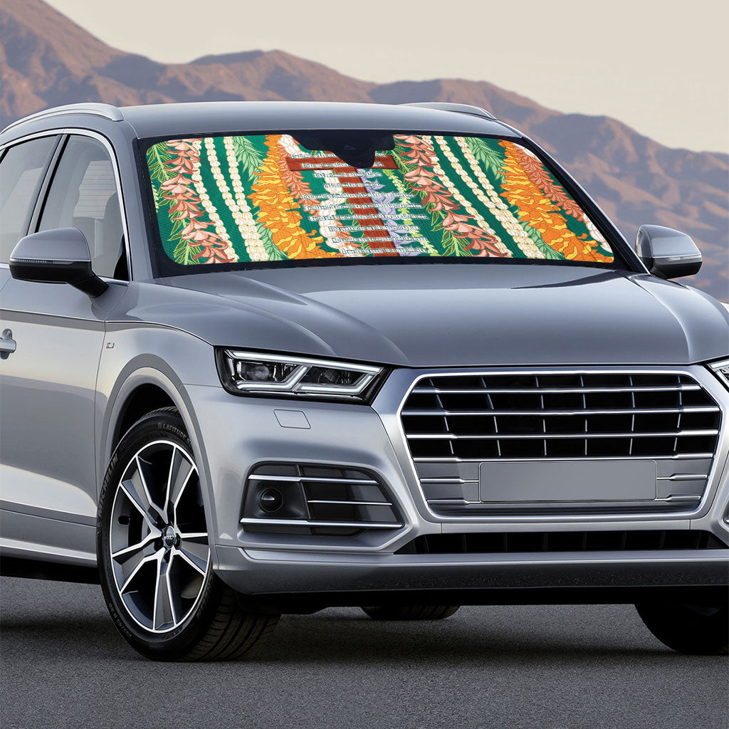 Mahalo Hawaii - ⁠Ka Pule a ka Haku Auto Sun Shade Mixed Lei