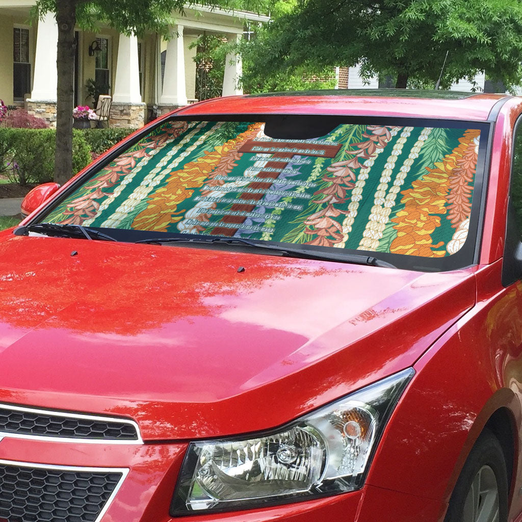 Mahalo Hawaii - ⁠Ka Pule a ka Haku Auto Sun Shade Mixed Lei
