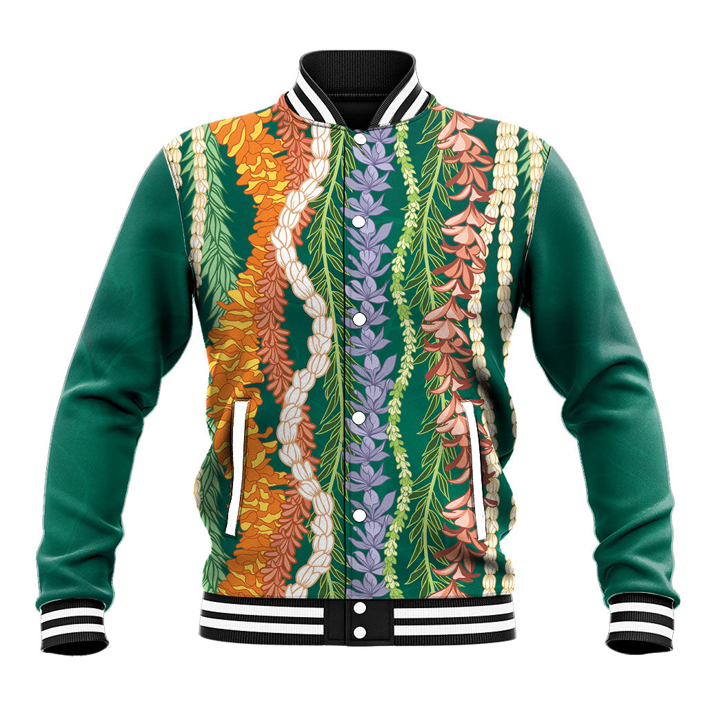 Mahalo Hawaii - Ka Pule a ka Haku Baseball Jacket Mixed Lei LT7 Unisex Sage Green - Polynesian Pride