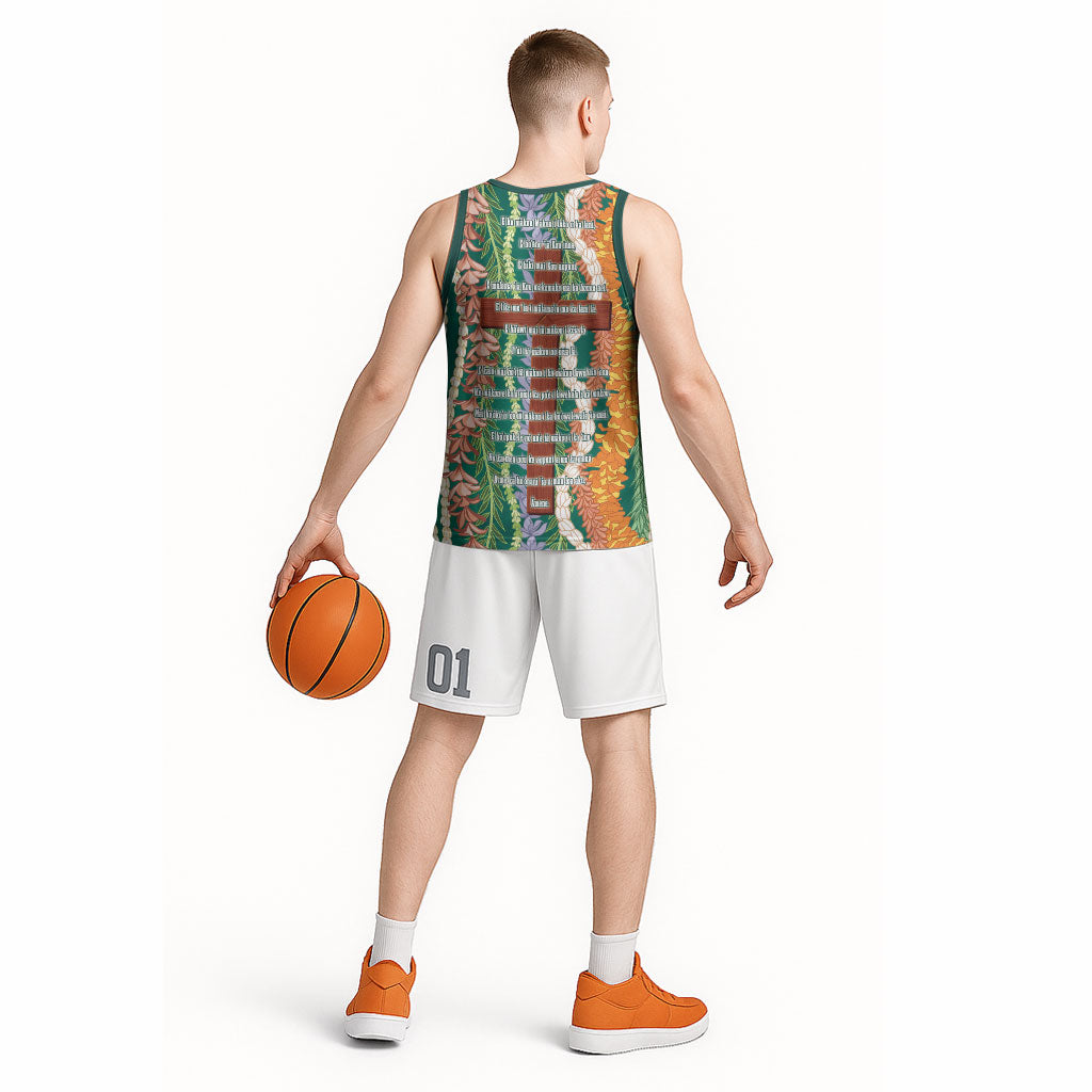 Mahalo Hawaii - ⁠Ka Pule a ka Haku Basketball Jersey Mixed Lei