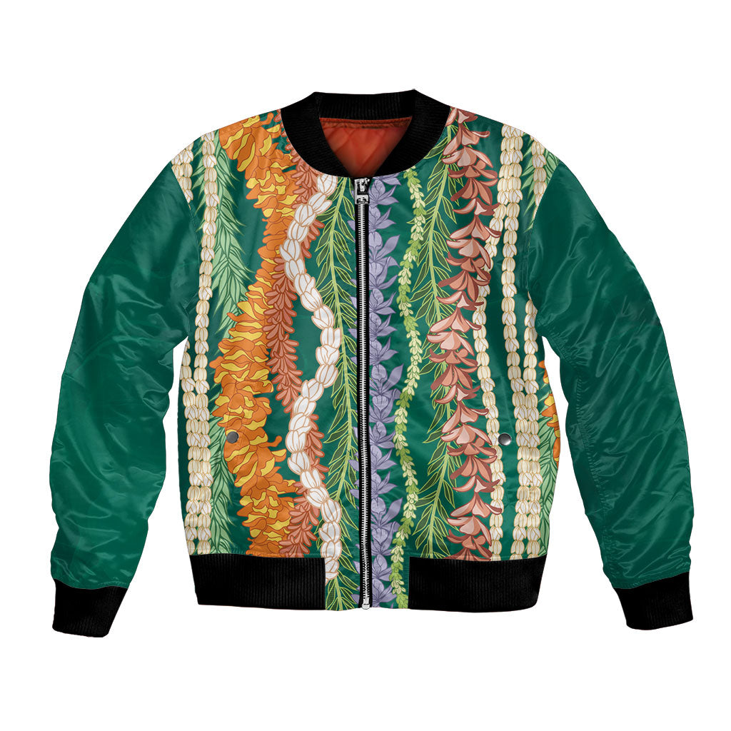 Mahalo Hawaii - ⁠Ka Pule a ka Haku Bomber Jacket Mixed Lei