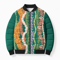 Mahalo Hawaii - ⁠Ka Pule a ka Haku Bomber Puffer Jacket Mixed Lei