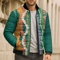 Mahalo Hawaii - ⁠Ka Pule a ka Haku Bomber Puffer Jacket Mixed Lei