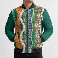 Mahalo Hawaii - ⁠Ka Pule a ka Haku Bomber Puffer Jacket Mixed Lei