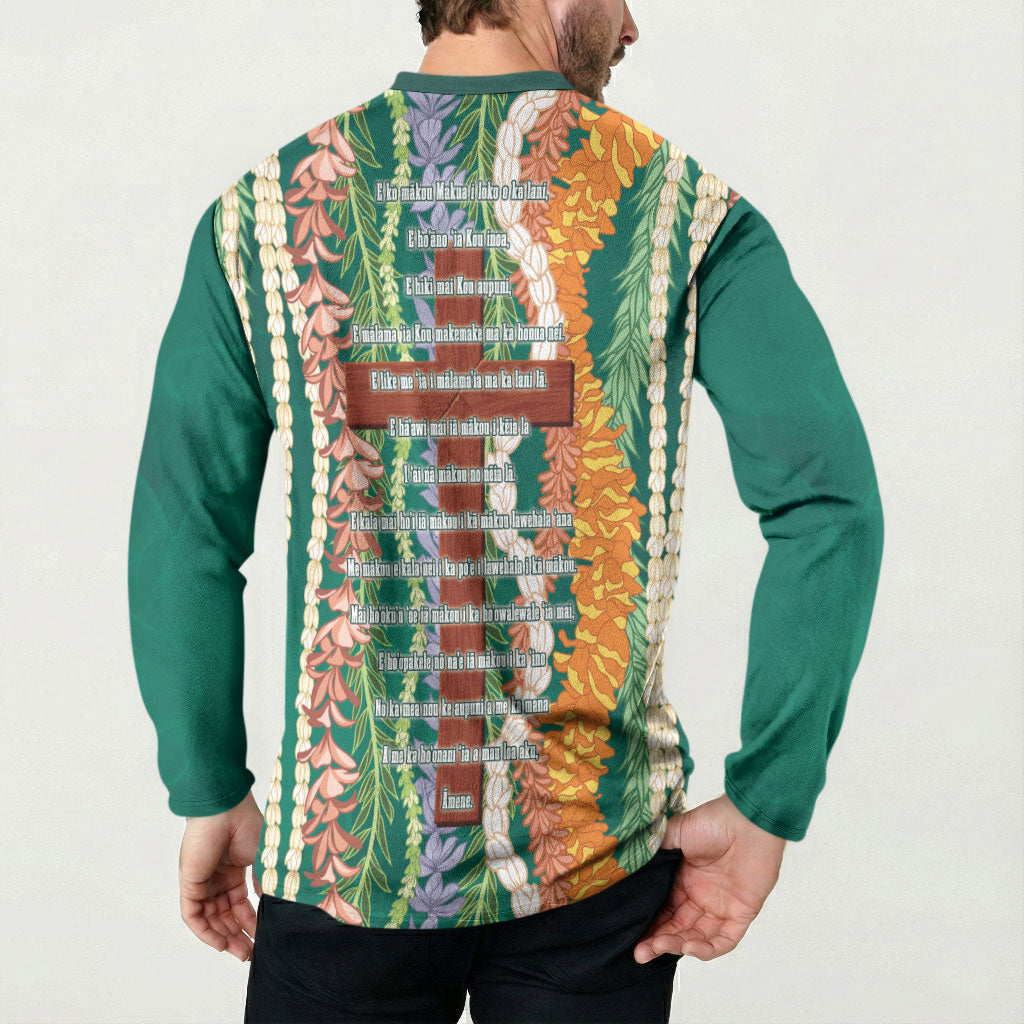 Mahalo Hawaii - ⁠Ka Pule a ka Haku Button Sweatshirt Mixed Lei