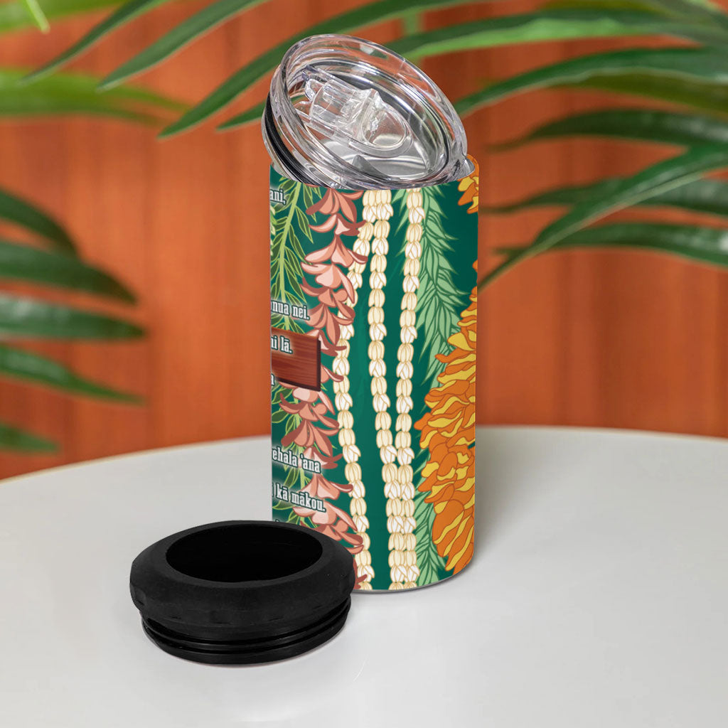Mahalo Hawaii - ⁠Ka Pule a ka Haku 4 in 1 Can Cooler Tumbler Mixed Lei