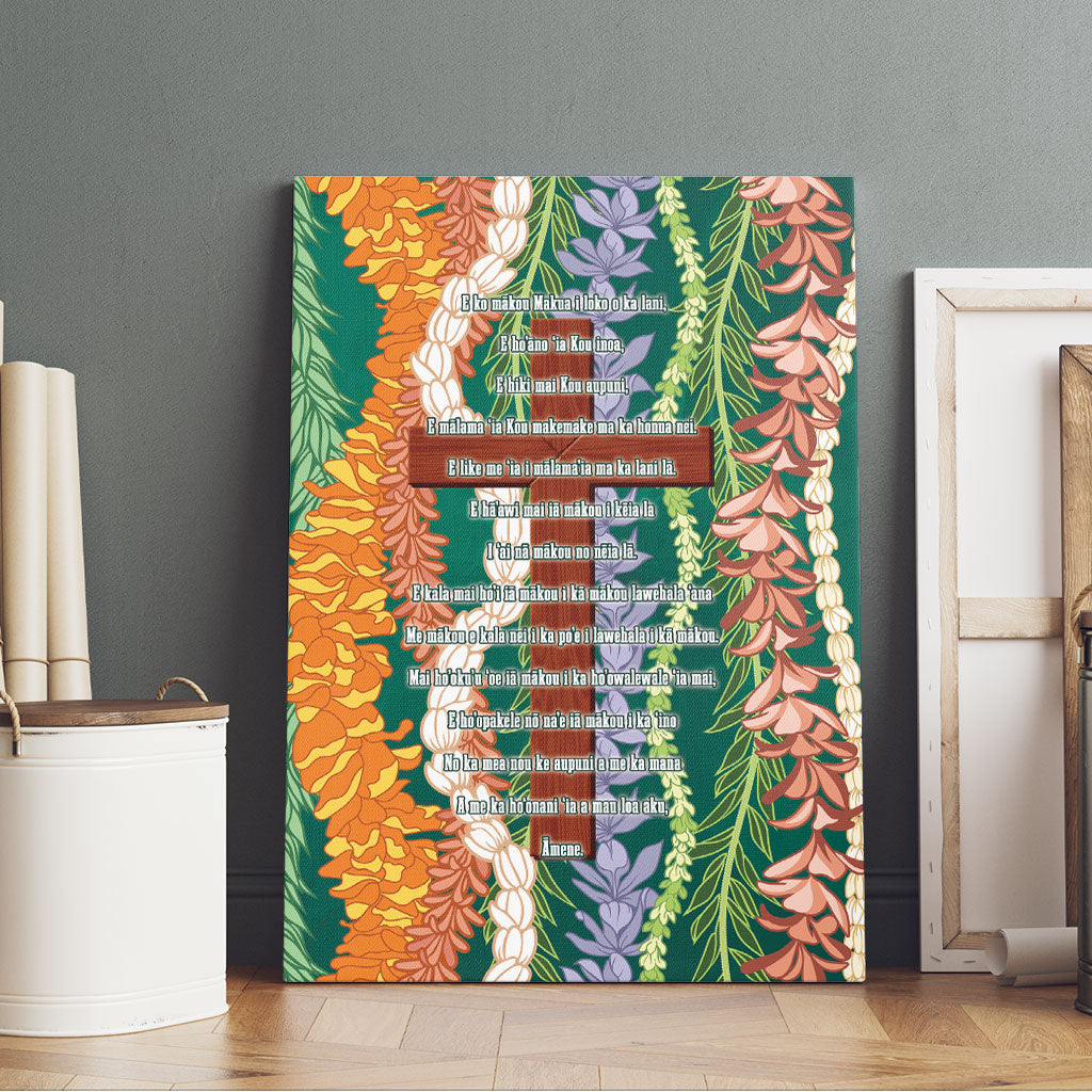 Mahalo Hawaii - ⁠Ka Pule a ka Haku Canvas Wall Art Mixed Lei