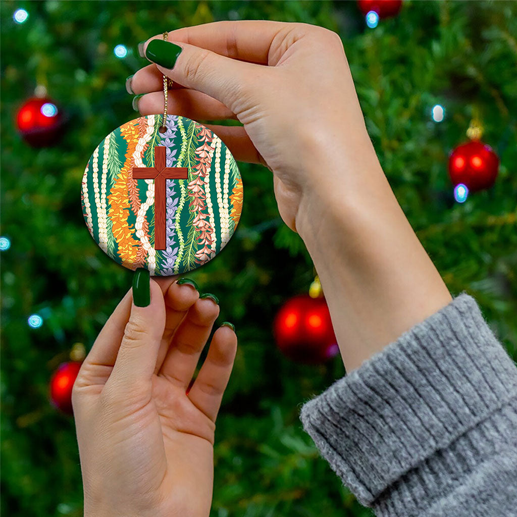Mahalo Hawaii - ⁠Ka Pule a ka Haku Ceramic Ornament Mixed Lei