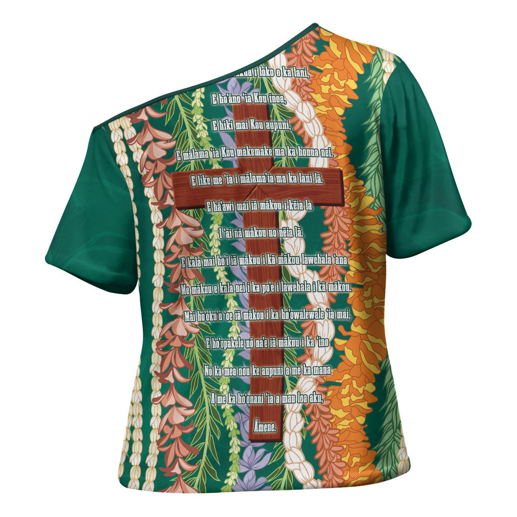 Mahalo Hawaii - ⁠Ka Pule a ka Haku Cross Shoulder Shirt Mixed Lei