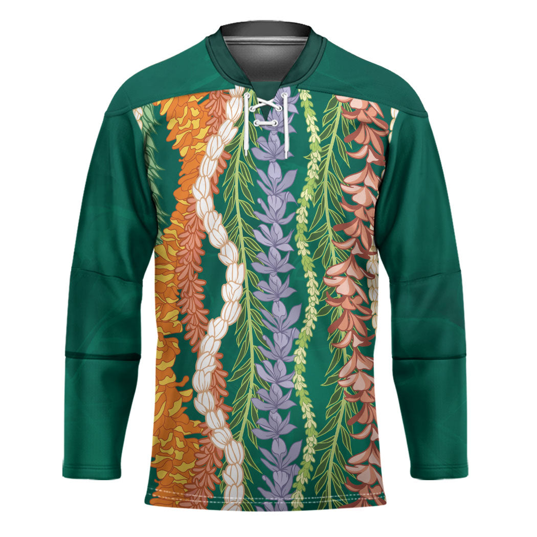 Mahalo Hawaii - Ka Pule a ka Haku Hockey Jersey Mixed Lei LT7 Unisex Sage Green - Polynesian Pride