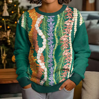 Mahalo Hawaii - ⁠Ka Pule a ka Haku Kid Ugly Christmas Sweater Mixed Lei