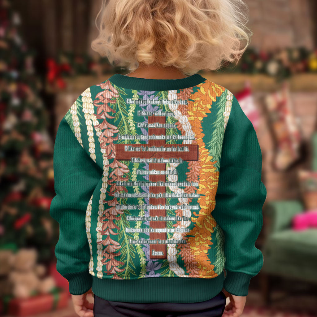Mahalo Hawaii - ⁠Ka Pule a ka Haku Kid Ugly Christmas Sweater Mixed Lei