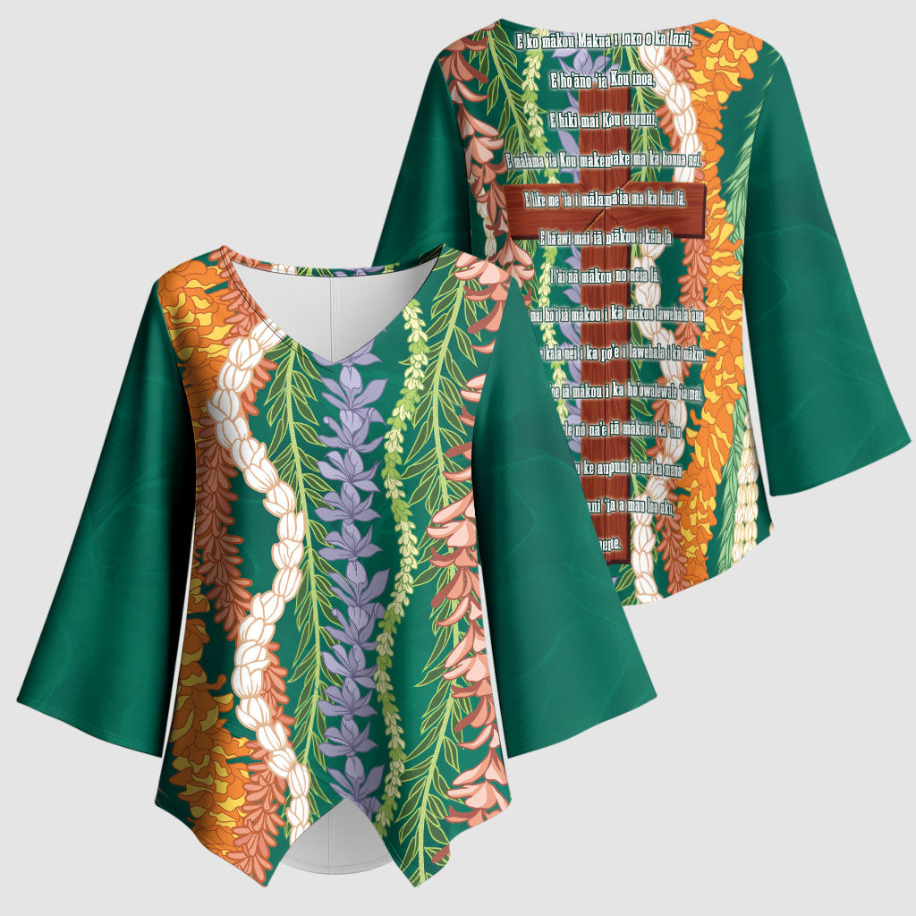 Mahalo Hawaii - ⁠Ka Pule a ka Haku Kimono Sleeve Blouse Mixed Lei