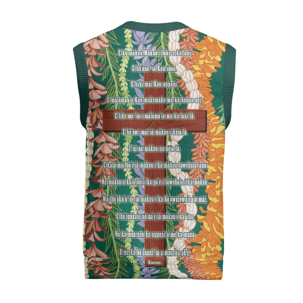Mahalo Hawaii - ⁠Ka Pule a ka Haku Christmas Knitted V-Neck Vest Mixed Lei