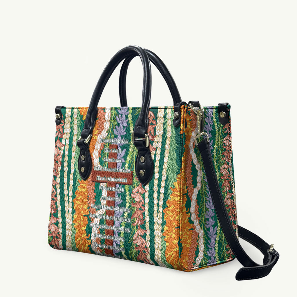 Mahalo Hawaii - ⁠Ka Pule a ka Haku Leather Bag Mixed Lei
