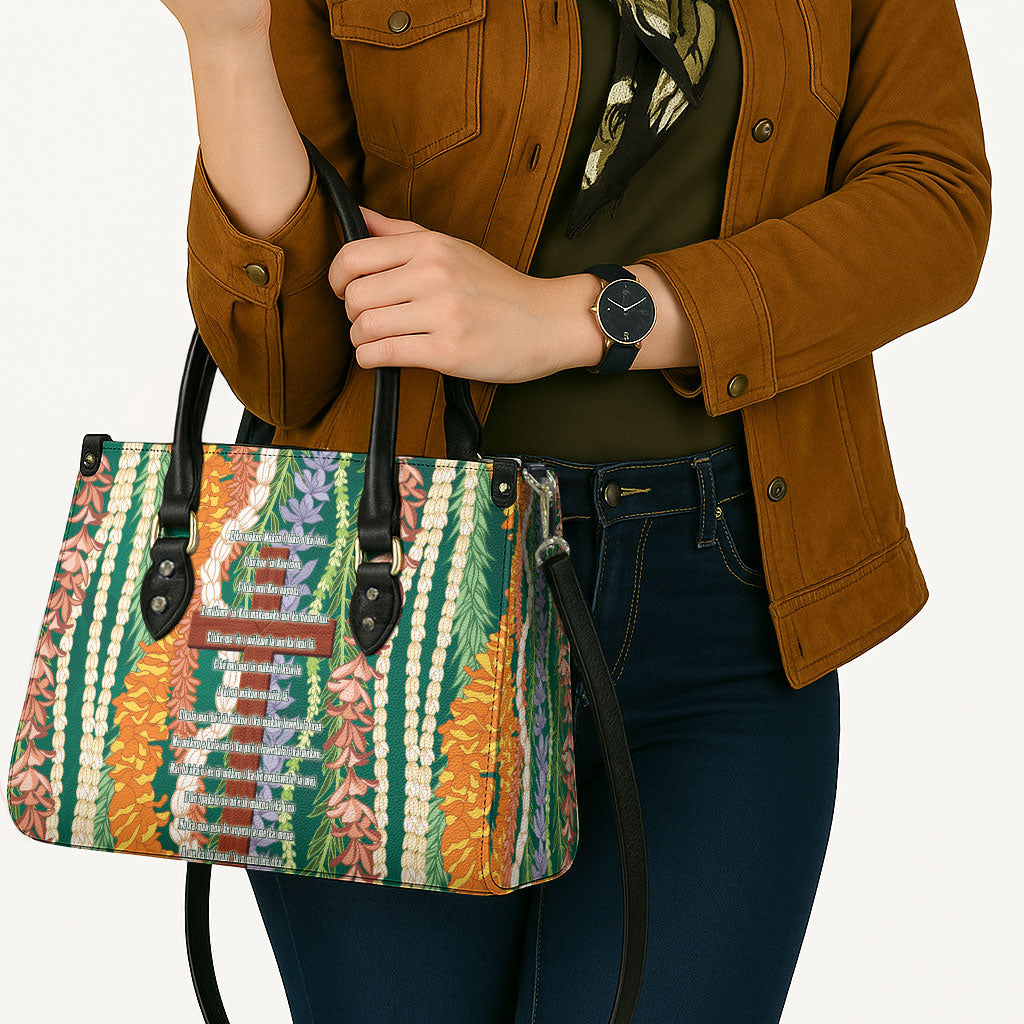 Mahalo Hawaii - ⁠Ka Pule a ka Haku Leather Bag Mixed Lei