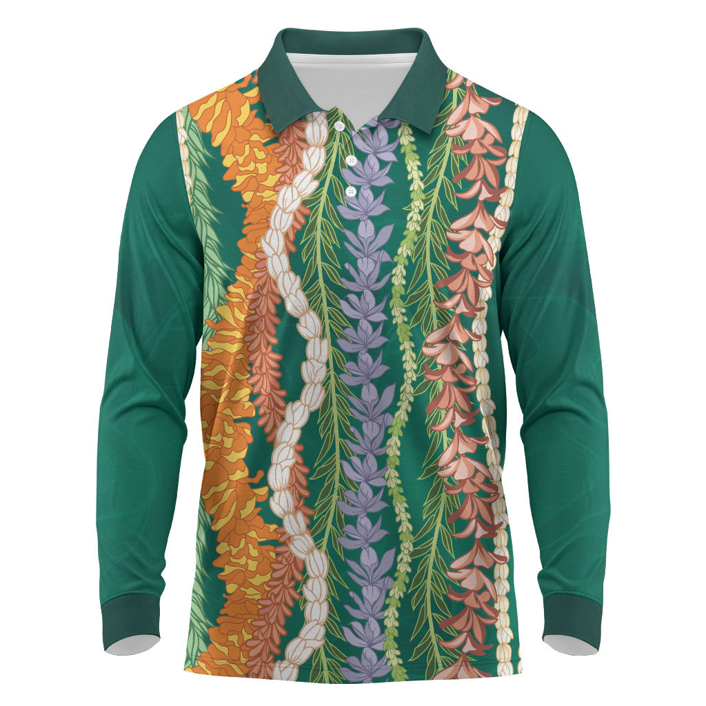 Mahalo Hawaii - ⁠Ka Pule a ka Haku Long Sleeve Polo Shirt Mixed Lei