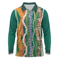 Mahalo Hawaii - ⁠Ka Pule a ka Haku Long Sleeve Polo Shirt Mixed Lei