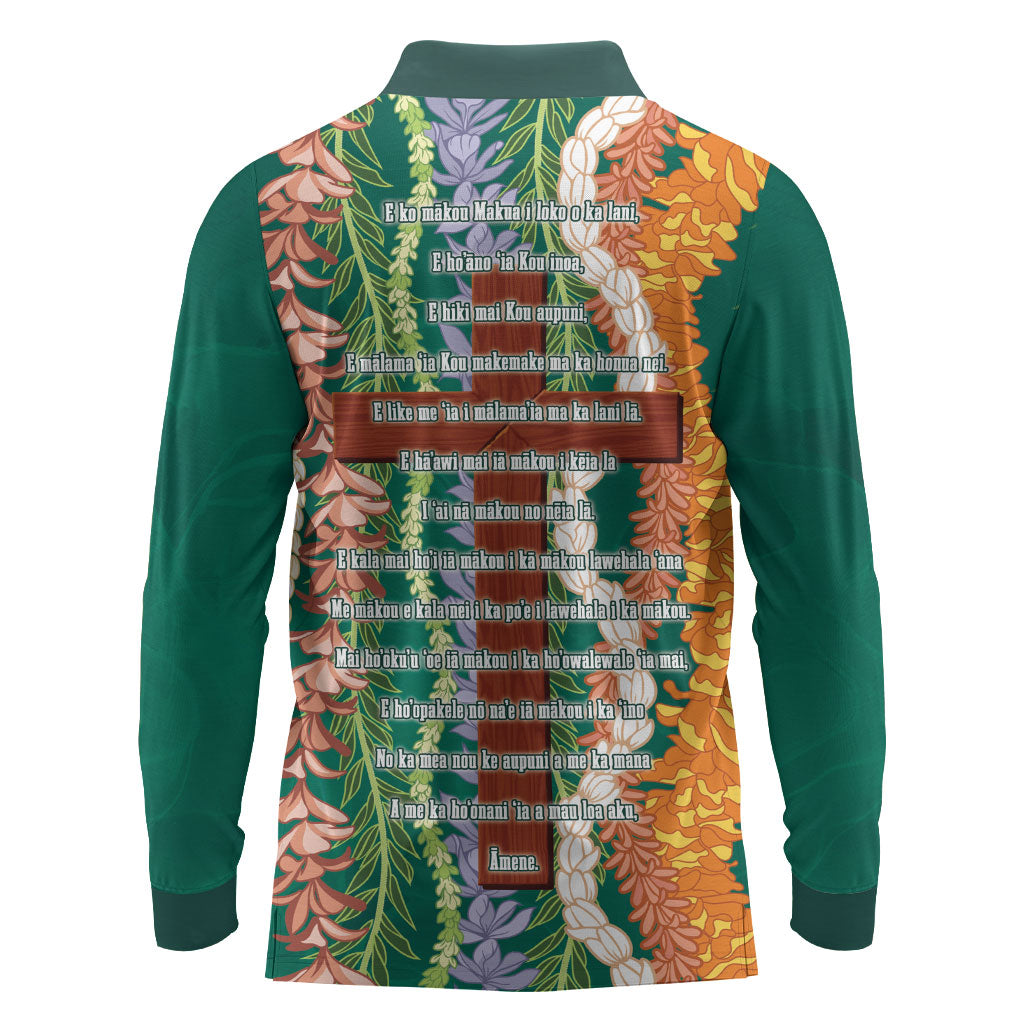 Mahalo Hawaii - ⁠Ka Pule a ka Haku Long Sleeve Polo Shirt Mixed Lei
