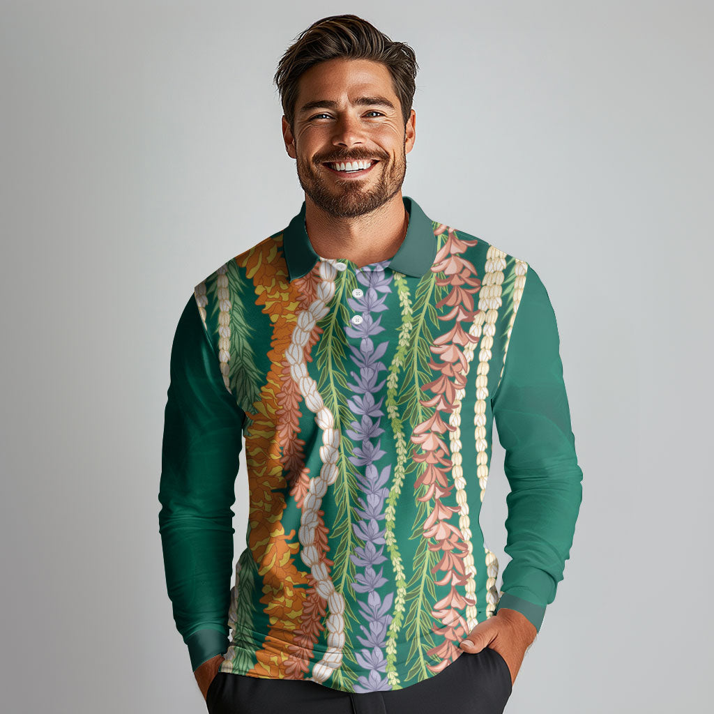 Mahalo Hawaii - ⁠Ka Pule a ka Haku Long Sleeve Polo Shirt Mixed Lei