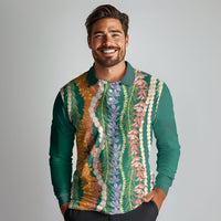 Mahalo Hawaii - ⁠Ka Pule a ka Haku Long Sleeve Polo Shirt Mixed Lei